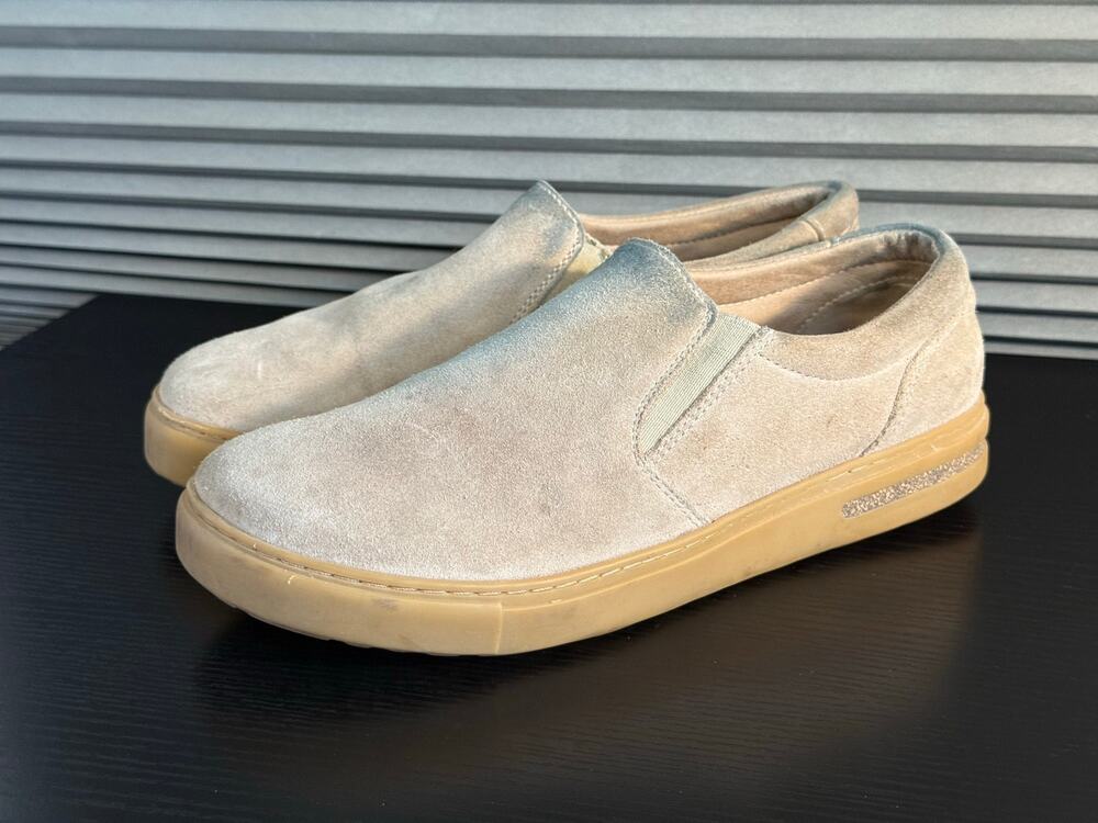 Birkenstock Oswego Suede Slip On Shoes Sand Beige Gum Sole EU 40 W 9-9.5